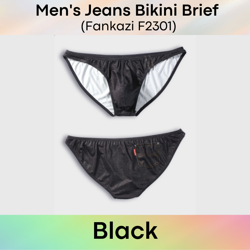 Men's Brief : Jeans Print Polyester Brief Underwear (Fankazi F2301)
