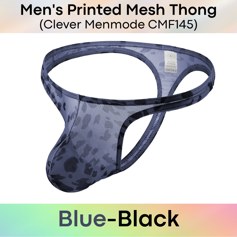 Men's Thong : Printed Mesh Large Pouch Underwear (Clever Menmode CMF145)