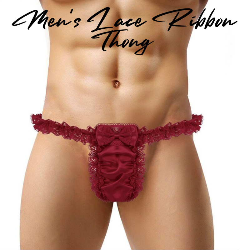 Men's Thong : Lace and Ribbon Underwear (CR44)