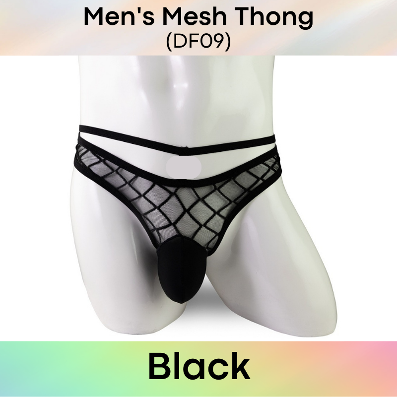 Men's Thong : Mesh Thong with Extra Hip Band Underwear (DF09)