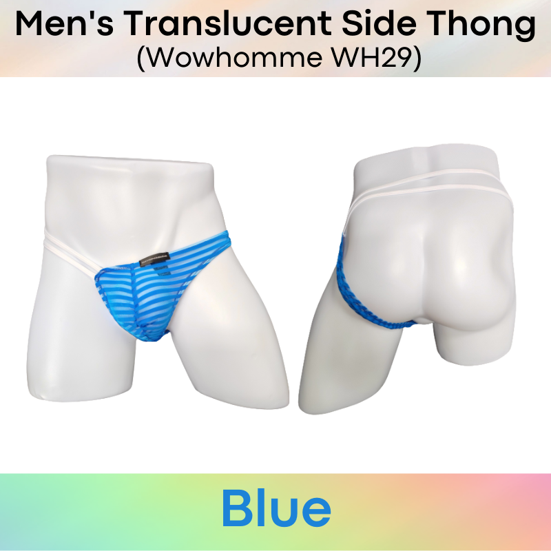Men's Thong : Translucent Single Side Underwear (Wowhomme WH29)