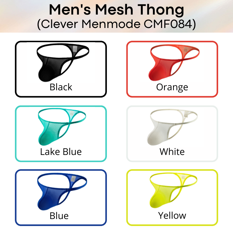 Men's Thong : Textured Mesh Large Pouch Underwear (Clever Menmode CMF084)