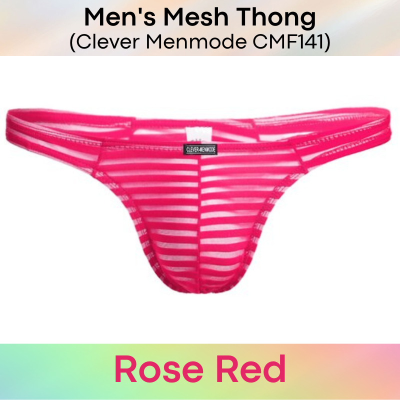 Men's Thong : Mesh Horizontal Stripe Underwear (Clever Menmode CMF141)