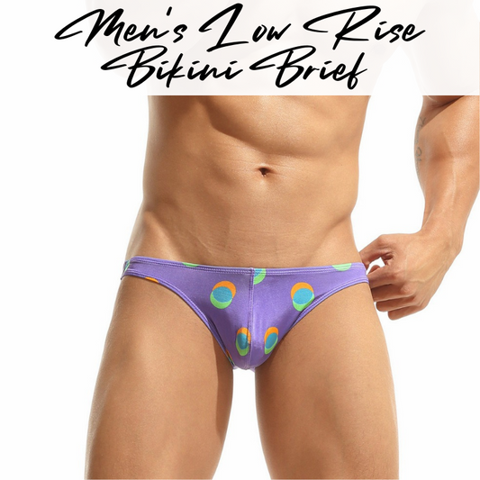 Men's Brief : Colored Circle Print Bikini Underwear (Seobean SB10103)