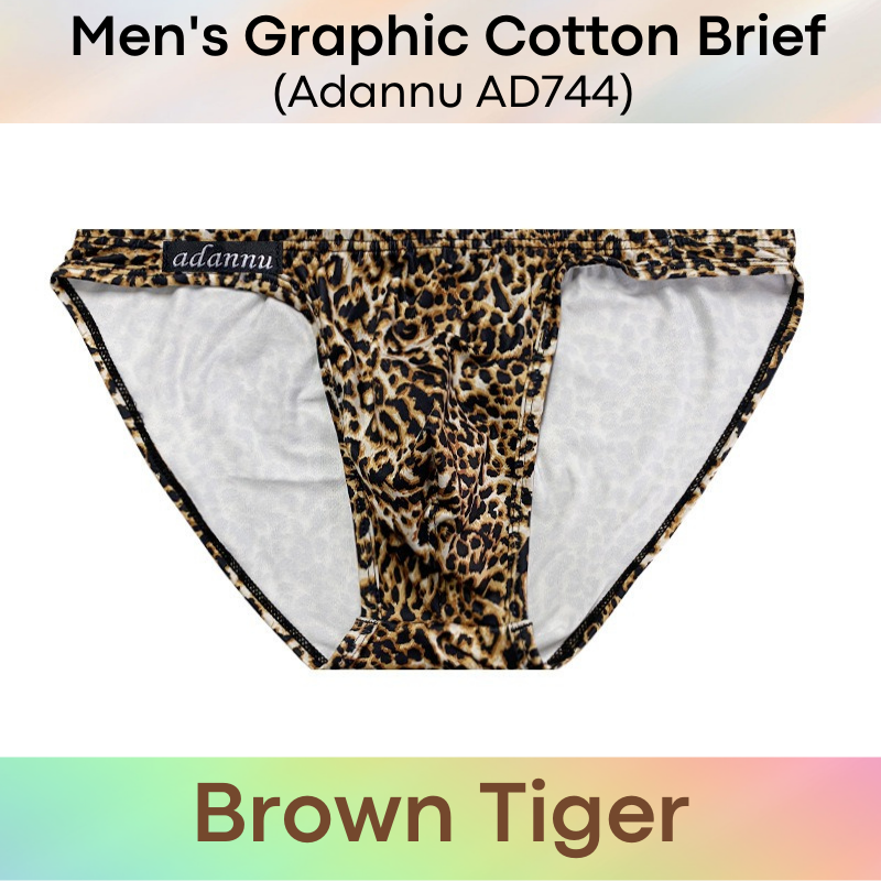 Men's Brief : Animal Graphic Print Brief Underwear (Adannu AD744)