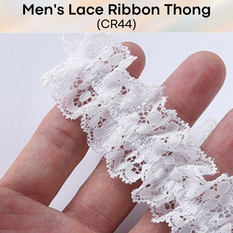 Men's Thong : Lace and Ribbon Underwear (CR44)