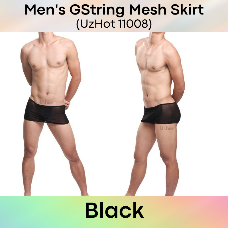 Men's Shorts : Mesh with GString Skirt Underwear (UzHot 11008)