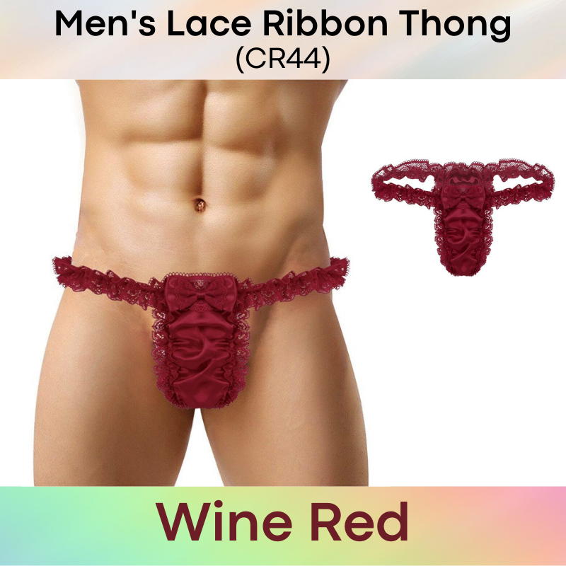 Men's Thong : Lace and Ribbon Underwear (CR44)