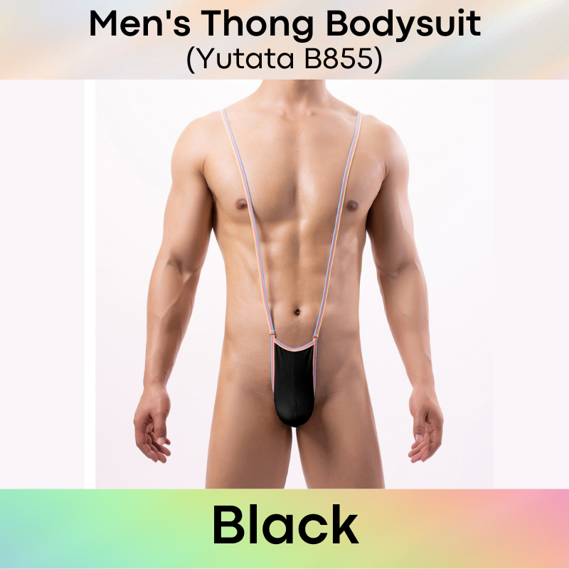 Men's Bodysuit : Thong with Rainbow Band Bodysuit (Yutata B855)