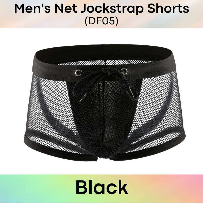 Men's Shorts : Net See Through with Inner Jockstrap Shorts (DF05)