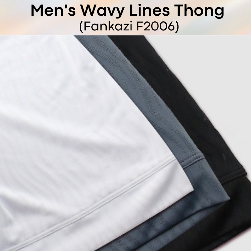 Men's Thong : Wavy Line Super Low Waist Protruding Pouch Underwear (Fankazi F2006)