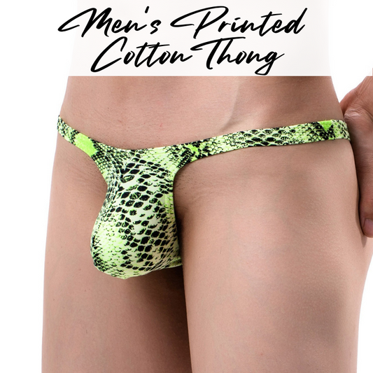 Men's Thong : Printed Cotton Large Pouch Underwear (Clever Menmode CMF177)