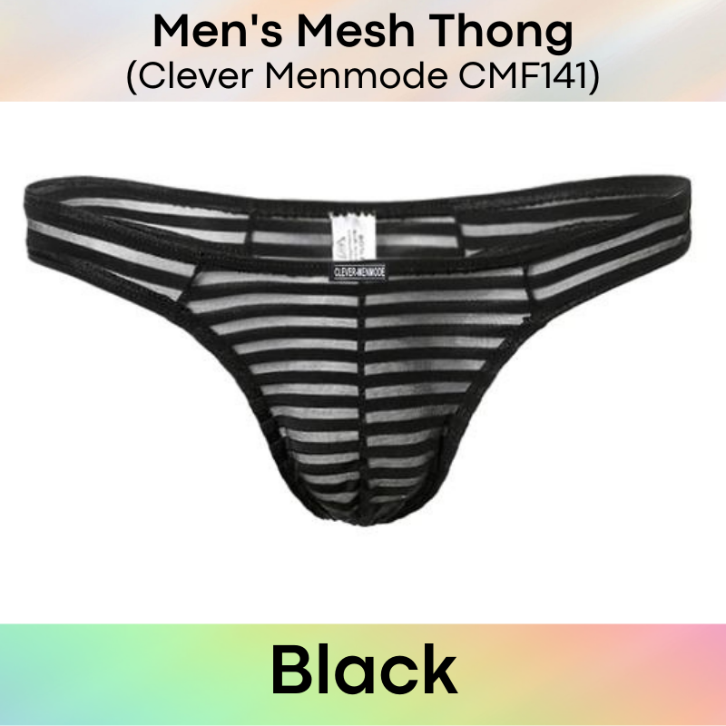 Men's Thong : Mesh Horizontal Stripe Underwear (Clever Menmode CMF141)