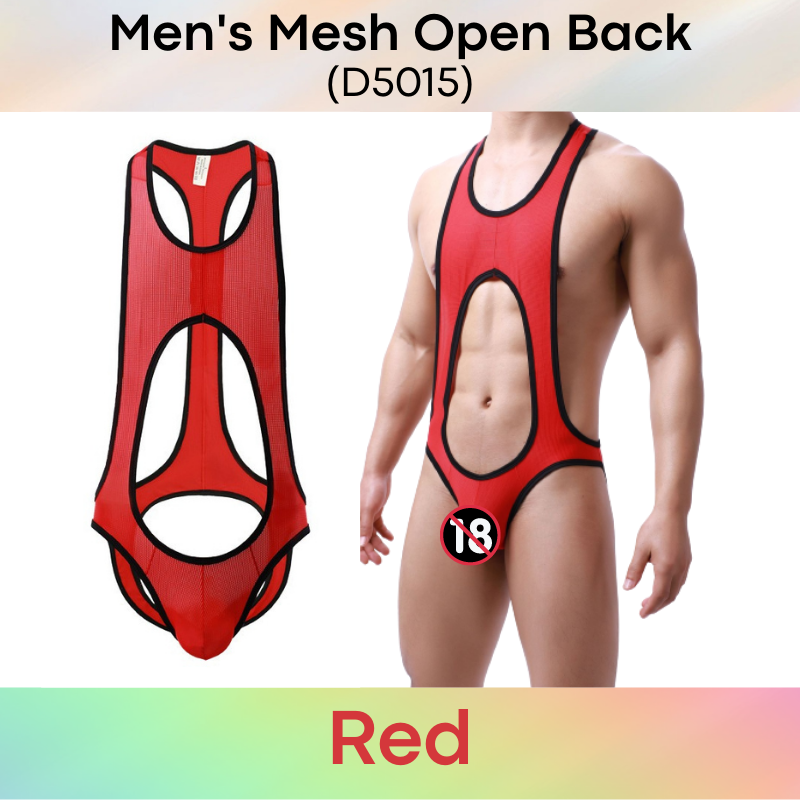 Men's Bodysuit : Mesh Open Back with Exposed Stomach (D5015)