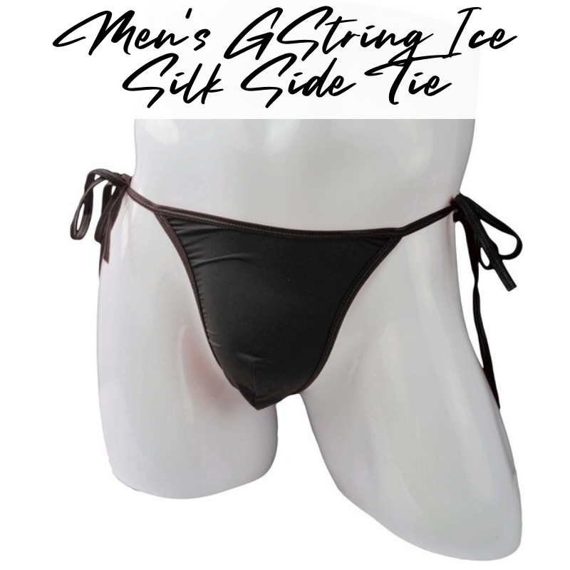 Men's GString : Side Ribbon Tie Ice Silk Underwear (Tzy1062T)