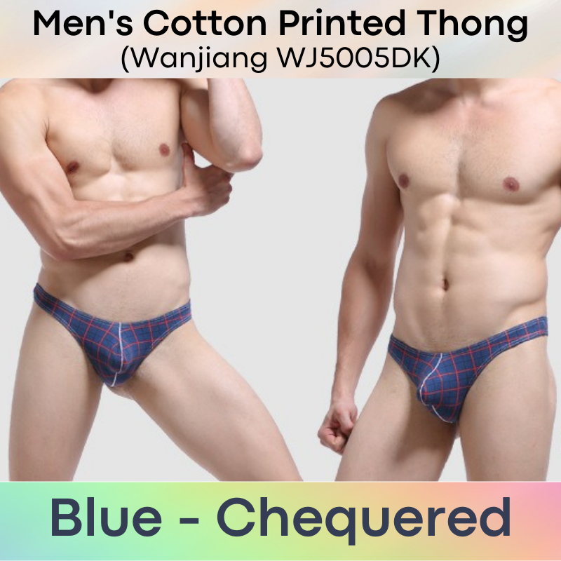 Men's Thong : Printed with Pouch Protrusion Underwear (Wanjiang WJ5005DK)