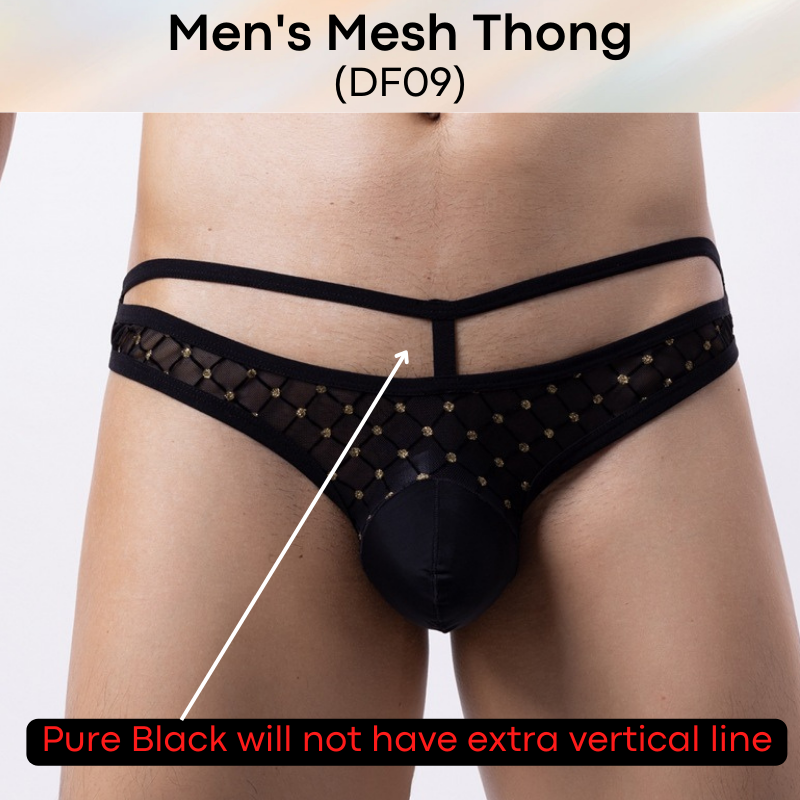 Men's Thong : Mesh Thong with Extra Hip Band Underwear (DF09)