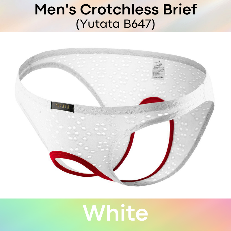 Men's Brief : Crotchless Front/Back Underwear (Yutata B647)